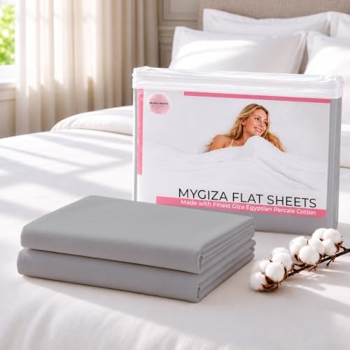 Full Flat Sheet Only, 100% Percale Cotton Sheets, Silver Grey