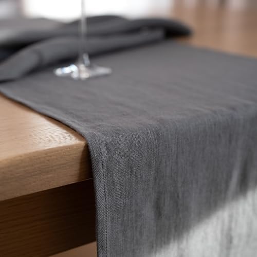 Linen Table Runner 90 inches Long - 100% Pure Linen Flax - Stonewashed