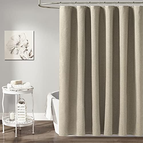 BTTN 72x84 Long Linen Textured Waterproof Fabric Shower Curtain