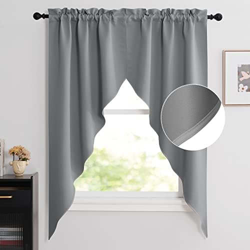 NICETOWN Swag Curtains for Kitchen, Home Fashion Rod Pocket Blackout