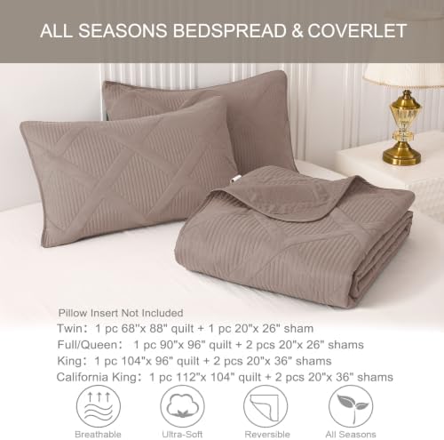 Exclusivo Mezcla 3-Piece Soft Quilt King Size Bedding Set, Taupe
