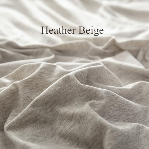 PURE ERA Jersey Knit Duvet Cover Set Heather Beige Full
