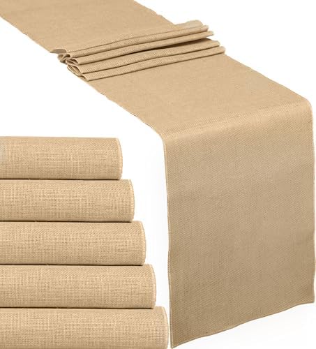 6-Pack Burlap Table Runners 12 x 108 Inch – Natural Jute Rustic
