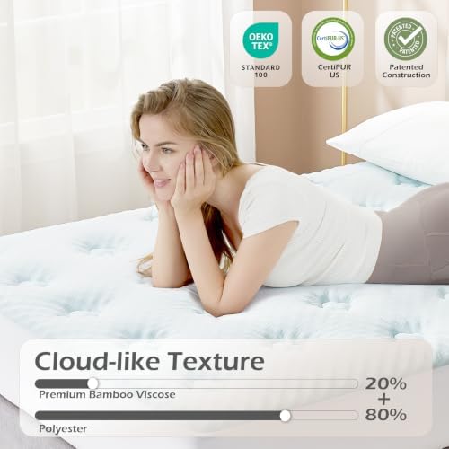 Hansleep Queen Mattress Topper Quilted Fitted Mattress Pad—Back Pain