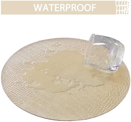 Jovono Round Leather Placemats for Round Tables Set of 4, Beige Place