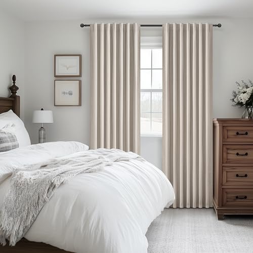 Grey Flax Extra Long Curtains 120 inch Length 2 Panels Set, Hook