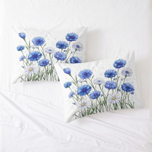 Queen Duvet Cover Set Watercolor Floral Chrysanthemums 3 Piece