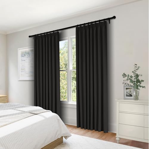 Frelement Pinch Pleated Chenille Curtains 2 Panels 100% Light Blocking