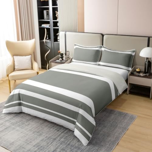 Erosebridal Striped Comforter Cover Grey and White Stripe 100% Cotton