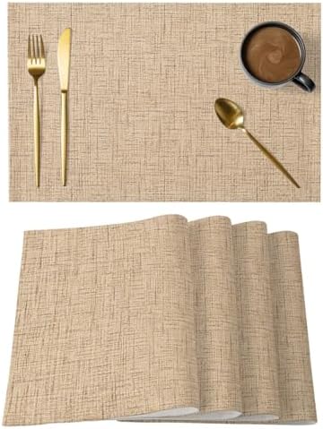 Round Placemats Set of 12 Minimalist Beige Place Mats Rustic Neutral