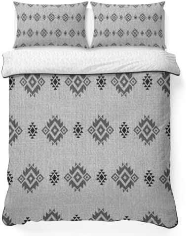 Grey Boho Queen Size Down Alternative Comforter, Lightweight Comforter