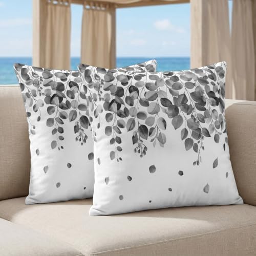 Botanical Leaves Hanging on White Silk Satin Pillowcases Pack of 2