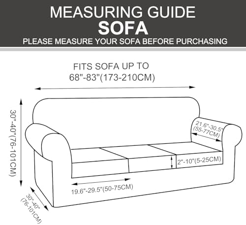 U-NICE HOME 4 Pieces Stretch Couch Cover Sofa Slipcover, Beige