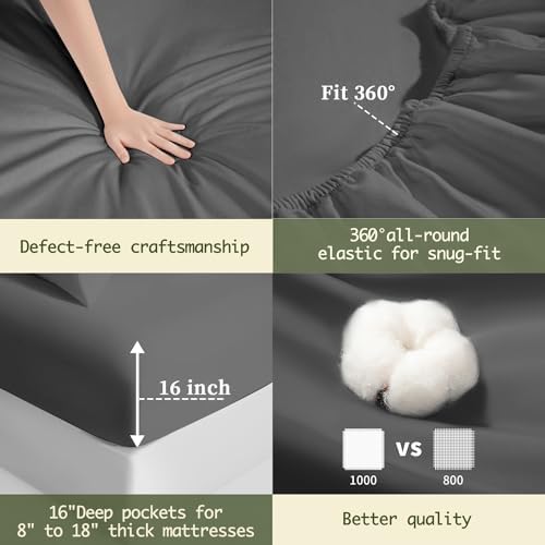 100% Egyptian Cotton Sheets King Size,1000 Thread Count Luxury Heavy