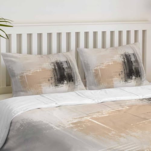 Duvet Cover King Size, Brown Black Abstract 3-Piece Bedding
