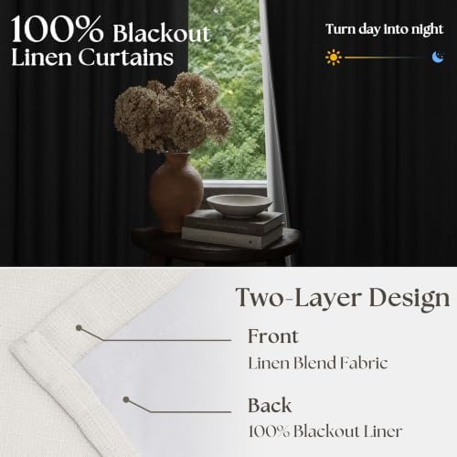 TWODRAPES Ivory White Pleated Blackout Curtains 120 Inches Long 2