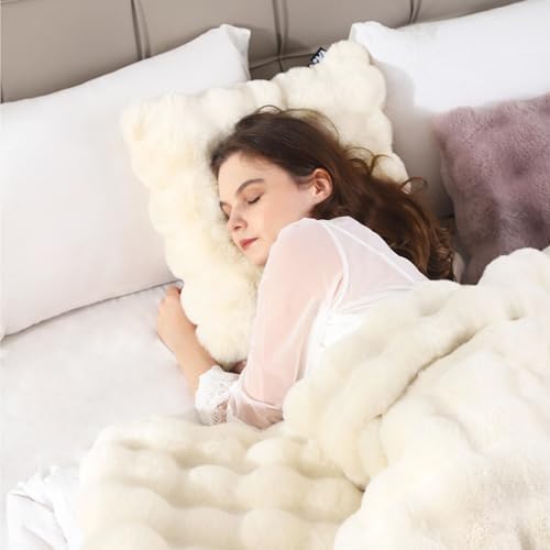 Super Soft Faux Rabbit Fur Throw Blanket, 1000GSM Luxury Warm Cozy