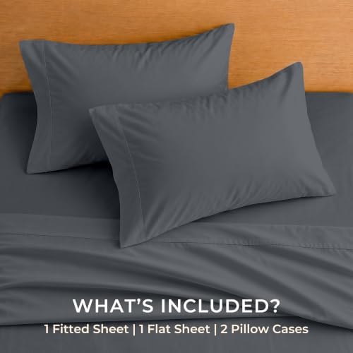 Cotton 4Pcs-Bedding Set King 16" Deep Pocket Dark Grey