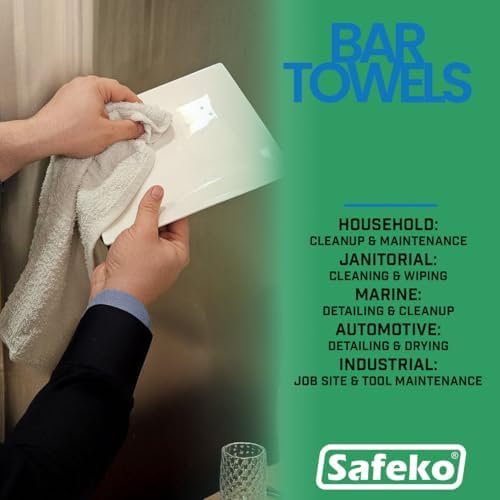 Cotton Terry Bar Towels – 100% Cotton, 16” x 19”, Highly Absorbent &