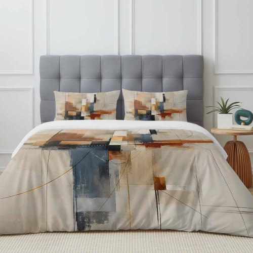 Minimalist Fine Abstract Lines Queen Duvet Cover Set - 4 Pcs Comforter
