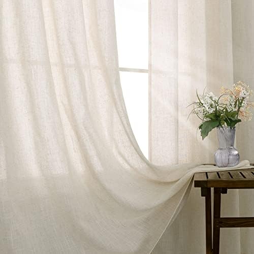 KOUFALL Tan Beige Bronze Grommet Linen Blend Sheer Curtains for Living