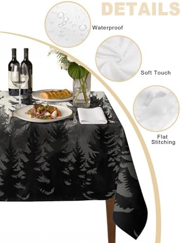Forest Rectangle Tablecloth 60 x 120 Inches Vintage Gray Farmhouse