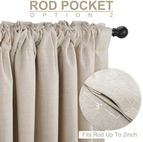 Linen Total Blackout Curtains for Bedroom Living Room 120 Inch, Cream