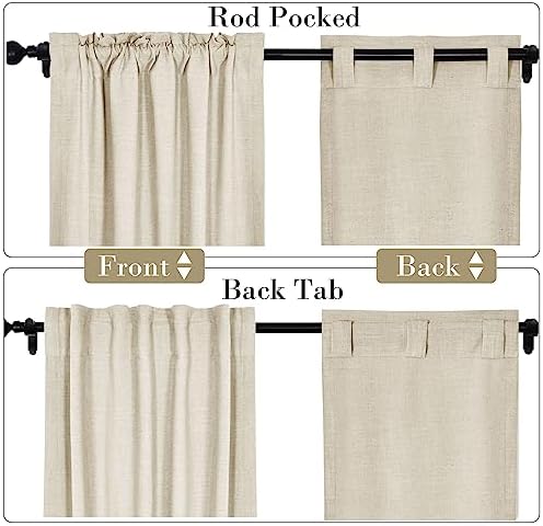 cololeaf Linen Curtains Natural White Curtains 84 inches Long Neutral