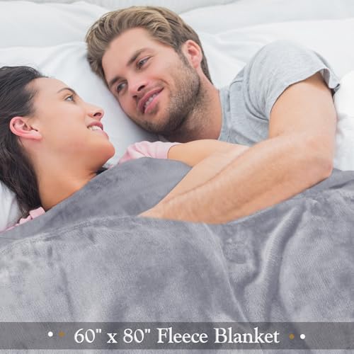 4 Pcs Fleece Throw Blanket Soft, Light Gray, Dark Gray, 50'' X 60''