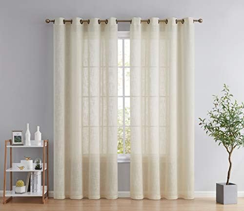 HLC.ME Abbey Faux Linen Textured Semi Sheer Privacy Light Filtering