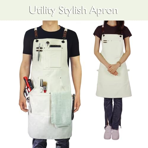 5 Pack Kitchen Apron, Work Apron, Canvas Apron, White