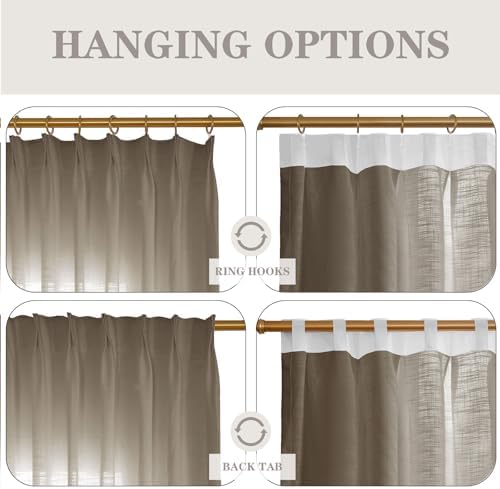 84 Inches Long Pinch Pleated Linen Light Filtering Curtains