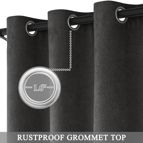 Fcosie Tall Chenille Window Curtain 100% Black Out Curtains 120 Inch