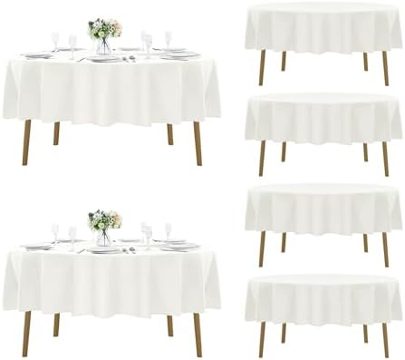 Fokitut 6 Pack Round Tablecloth, 90 Inch, Stain Resistant and Wrinkle