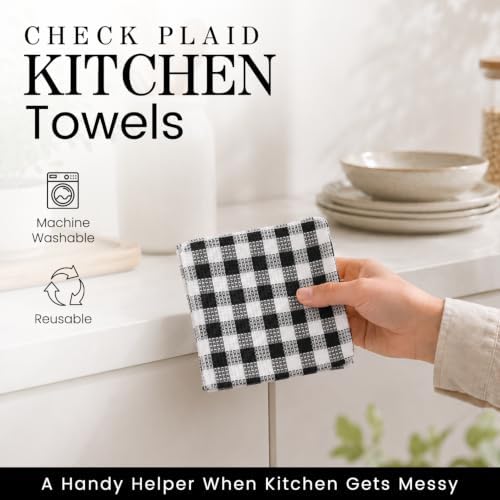 Blue Needles Waffle Weave Dish Towels 100% Cotton Set of 6-12
