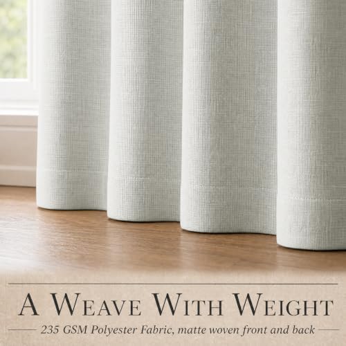 DECOLURE 100% Blackout Linen Curtains 120 Inches Long | Light Beige