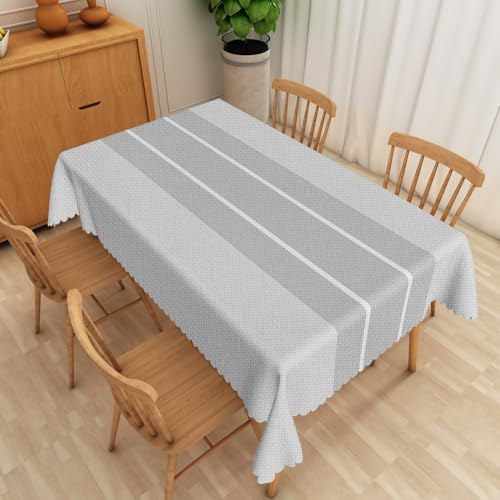 Grey Tablecloth Farmhouse Pure Gray Striped Texture Table Cloth 60x120
