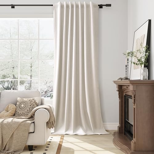 Guken Cream Natural 100% Blackout Linen Curtains 108 Inches Long 2