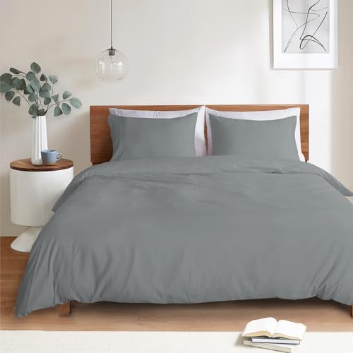 Mejoroom Gray Duvet Cover King - Comforter Cover - Soft and Breathable