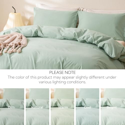 OAITE Duvet Cover Set 100% Washed Cotton Solid 3pcs