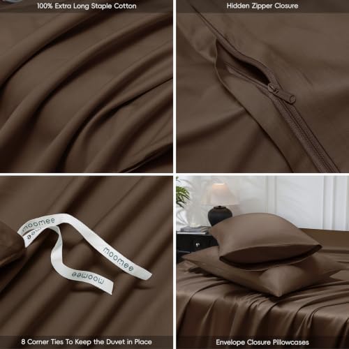 MooMee Queen Duvet Cover Set 100% Extra Long Staple Cotton Cooling