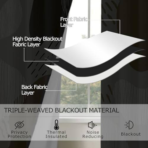 Abstract Blackout Curtains for Bedroom Living Room, Modern Abstract