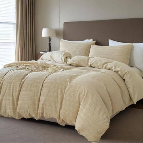 Simple&Opulence Linen Duvet Cover King Size, 3 PCS Natural Linen