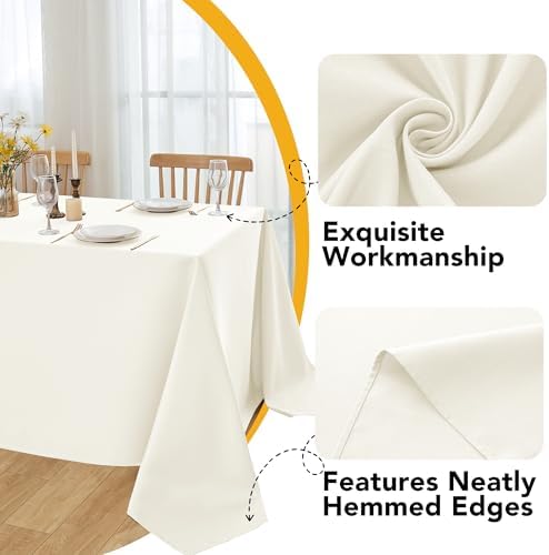 10-Pack Ivory Tablecloths for Rectangle Tables, 60 x 102 Inches