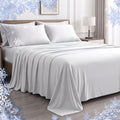 Cooling Bed Sheet Set (Light Beige Gray Throw)