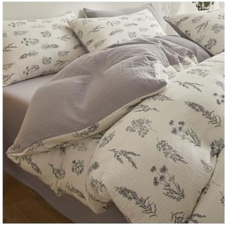 MZP Floral Cotton Duvet Cover - Jacquard Textured Botanical Comforter