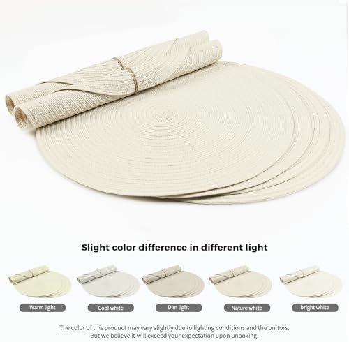 FunWheat Round Braided Placemats Set of 6 Place mats for Dining Tables