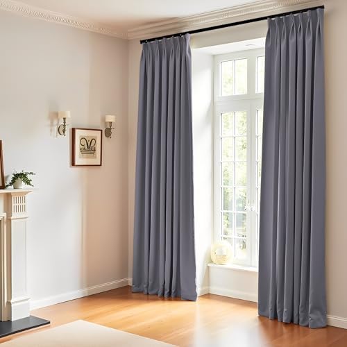 MaKefeile Pinch Pleated Curtains Blackout Two Pages Pinch Pleated