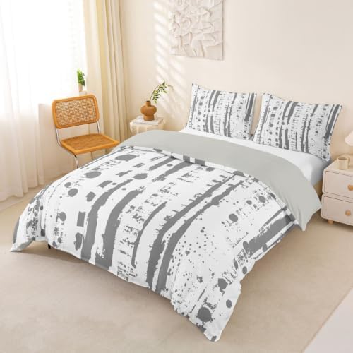 Erosebridal Grey and White King Size Duvet Cover, Abstract Art Ombre