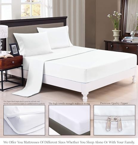 Queen Size Microfiber Zipper Fitted Sheet 16" Deep Pocket- Taupe